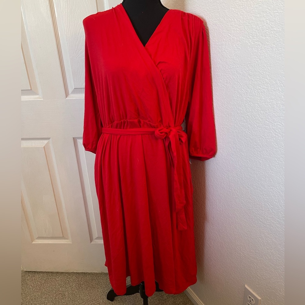 Draper James RSVP Red Wrap Dress Plus Size 2X Tie Waist